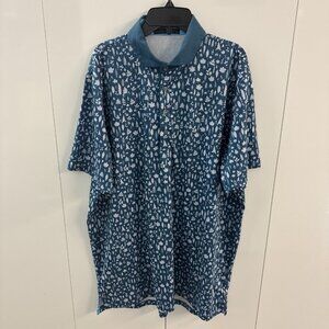 Greyson Men's Golf Polo Magical Ferns Orca Blue Floral Size Large